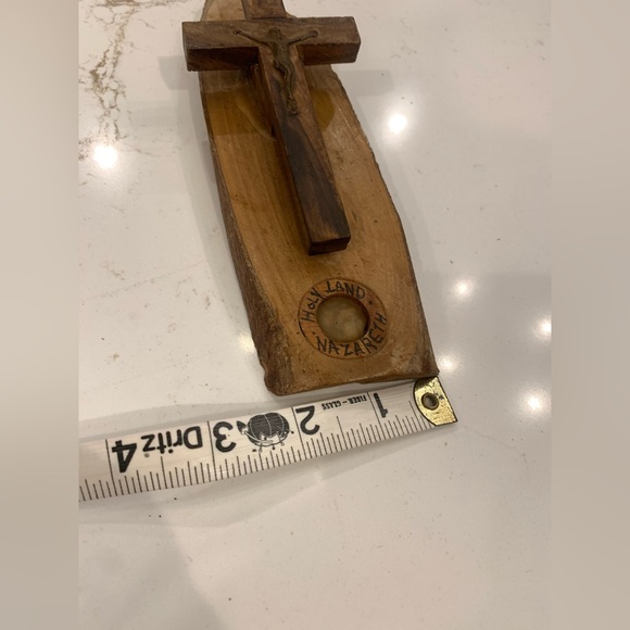 Vintage Crucifix Jesus Holy Land Cross Carved Olive Wood Nazareth Mid Century - Picture 6 of 8